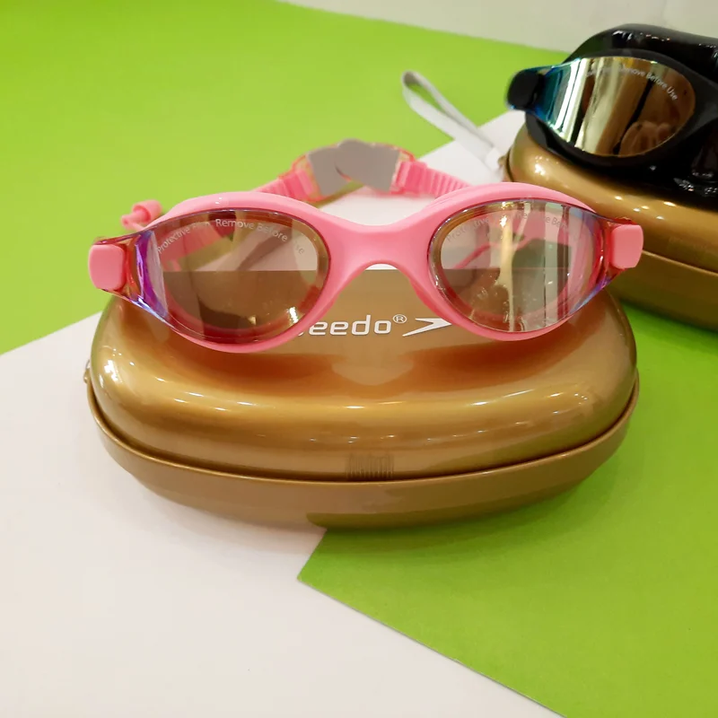 عینک شنا اسپیدو جیوه ای مدل s101 قاب طلایی صورتی